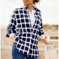 Casual-Style-Hemdbluse, marine-ecru-kariert