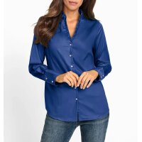 Rüschenbluse aus Satin, royalblau