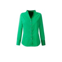 Rüschenbluse aus Satin, grasgrün