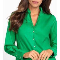 Rüschenbluse aus Satin, grasgrün