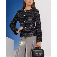 Strukturmuster-Blazer, schwarz