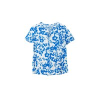 Printed tunic, ecru-royal blue