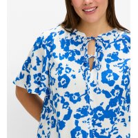 Printed tunic, ecru-royal blue
