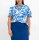 Printed tunic, ecru-royal blue