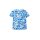 Printed tunic, ecru-royal blue