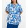 Printed tunic, ecru-royal blue