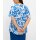Printed tunic, ecru-royal blue