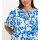 Printed tunic, ecru-royal blue