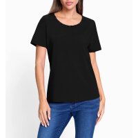 Rundhalsshirt mit Zierband, schwarz