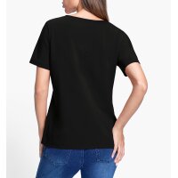 Round neck shirt with decorative trim, black