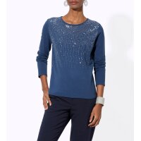 Sweter z przezroczystymi cekinami, kolor denim blue