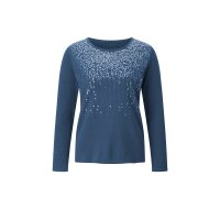 Sweter z przezroczystymi cekinami, kolor denim blue