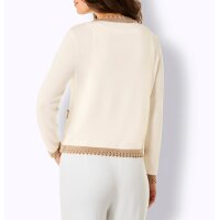 Шерстяной свитер с декоративной планкой на пуговицах, экрю-верблюжий