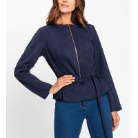Velourslederimitatblazer m. Schößchen, marine