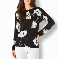 Silk-Cashmere Sweater, black-ecru-printed