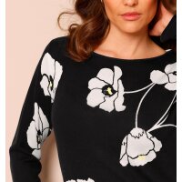 Silk-Cashmere Sweater, black-ecru-printed