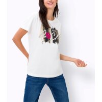 Shirt m. Leo-Print, Schriftzug und Ziersteinchen, ecru