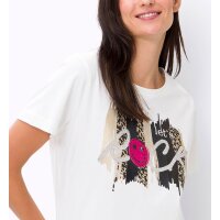 Shirt m. Leo-Print, Schriftzug und Ziersteinchen, ecru
