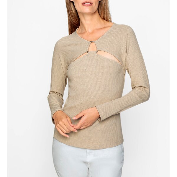 Cut-out-Shirt m. Zierelement, elfenbein