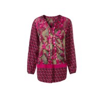 Long blouse, pink-khaki-printed