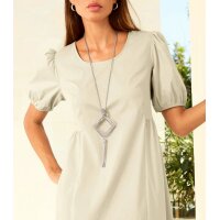 Summer dress with puff sleeves, sand