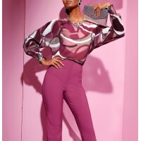 Georgette blouse with sewn-in jersey top, ecru-heather...