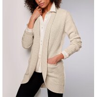 Viskose-Schurwoll-Strickjacke, elfenbein-ecru-meliert