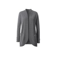 Viskose-Schurwoll-Strickjacke, schwarz-anthrazit-meliert