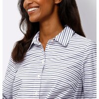 Dryžuota marškinių palaidinė, ekru-tamsiai mėlyna