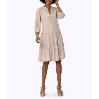 Druckkleid m. separatem Unterkleid, champagner-beige