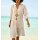 Druckkleid m. separatem Unterkleid, champagner-beige