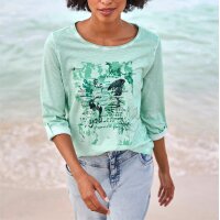 Shirt m.Frontdruck, Schriftzug und Pailletten, kalkmint
