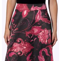Satin-Maxirock, schwarz-pink-bedruckt