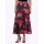 Satin-Maxirock, schwarz-pink-bedruckt
