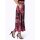Satin-Maxirock, schwarz-pink-bedruckt