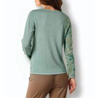 Merino-Lyocell-Pullover, salbei-sesam-bedruckt