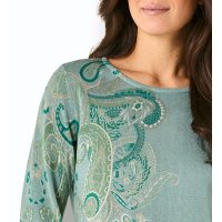 Merino-Lyocell-Pullover, salbei-sesam-bedruckt