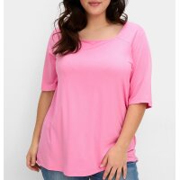 Shirt with square neckline, floral pink