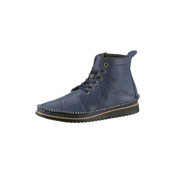 Rind-Nappaleder-Schnürstiefelette, marine