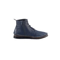 Rind-Nappaleder-Schnürstiefelette, marine