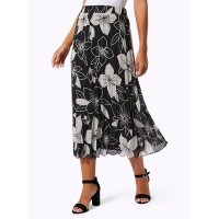 Georgette-Plisseerock , schwarz-champagner-bedruckt