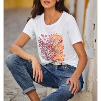 Shirt m. Druckmotiv und Pailletten, weiß
