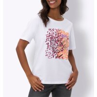 Shirt m. Druckmotiv und Pailletten, weiß
