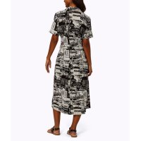 Jerseykleid m. Hemdkragen, schwarz-weiß-bedruckt