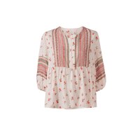 Printed blouse in A-line, champagne-papaya