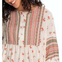 Druckbluse in A-Linie, champagner-papaya
