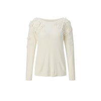 Pullover m. 3D-Blüten-Applikation, champagner