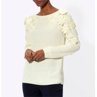 Pullover m. 3D-Blüten-Applikation, champagner