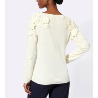 Pullover m. 3D-Blüten-Applikation, champagner