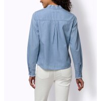 Jeansbluse m. Stehkragen, blue-bleached